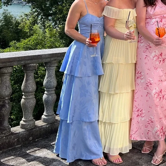 Lulus Light Blue Prigette Jacquard Tiered Maxi Dress - Picture 3 of 5